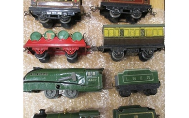 Hornby. Collection of clockwork O gauge including boxed tank...