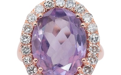 IGI Certificate - 9.93 total carat of amethyst and diamonds - Ring Rose gold Amethyst - Diamond