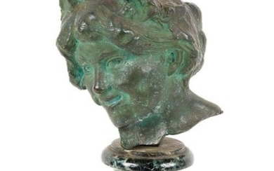 INJALBERT Jean Antoine (1845/1933). Bronze "Child bust" with...