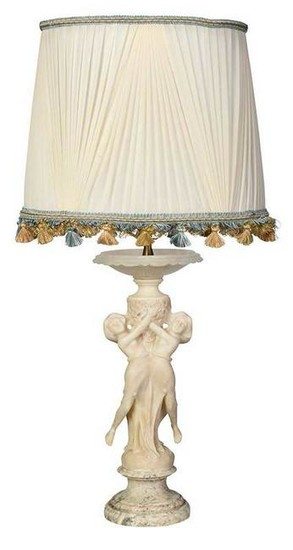 Italian Carved Alabaster Figural Lamp
