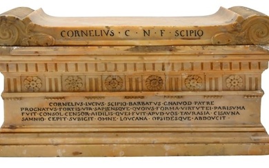 Italian Grand Tour Carved Sienna Marble Sarcophagus