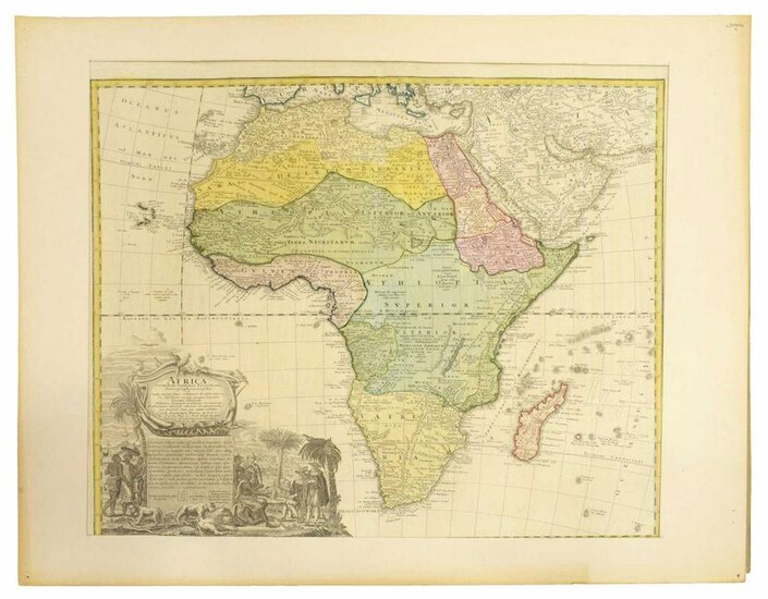 JOHANN MATTHIAS HASE ENGRAVING MAP AFRICA, 18TH C.