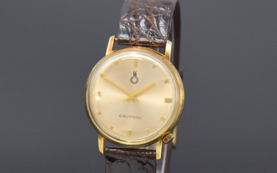 JUNGHANS Montre-bracelet électronique pour homme en GG 585/000, Allemagne/USA vers 1972, quartz, fond dédicacé, couronne...
