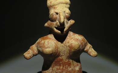 Jalisco, Western Mexico Terracotta Female Figure. 200 BC - 200 AD. 14.5 cm H. Spanish Import License.