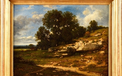 Jean Alexis ACHARD (1807-1884) Vâches au pâturage dans un paysage rocheux Huile sur toile Signé...