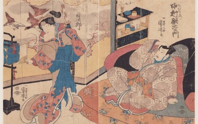 Kabuki actor Onoe Kikujirō & Nakamura Uzaemon - 1830s - Utagawa Kuniyoshi (1797-1861) - Japan - Edo Period (1600-1868)