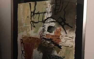 SOLD. Kjeld Ulrich: Composition. Signed Kjeld Ulrich. Mixed media on paper. Visible size 63 x 49. Frame size 78 x 63 cm. Framed. – Bruun Rasmussen Auctioneers of Fine Art