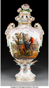 Königliche Porzellan-Manufaktur (KPM), A Large KPM Polychromed and Partial Gilt Porcelain Potpourri Vase (late 19th centur)