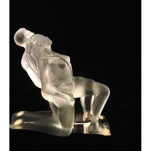 LALIQUE, A BOXED FROSTED GLASS FIGURAL GROUP, ENTWINED DANCE...