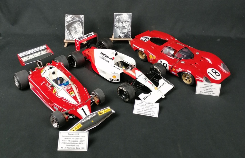 LOT de 3 maquettes sans marques échelle 1/12 : 1x Ferrari 312T Chassis 028 12...