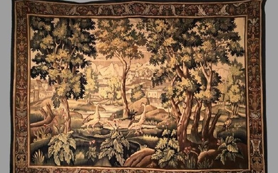 Landscape tapestry, Aubusson - Wool and silk - Second half 19th century