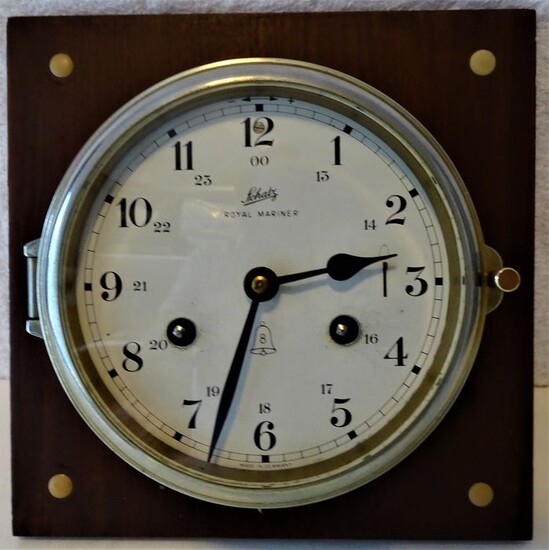 Large Brass Ship's Clock Schatz - Schatz Scheepsklokken Germany - Brass, Enamel, Glass - Mid 20th century