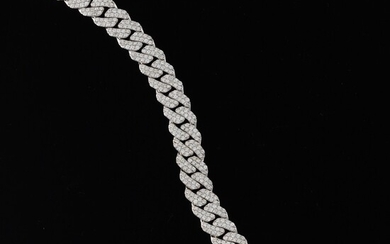 Large Pave Diamond Curb-Link Bracelet