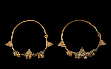 Large Western Asiatic Gold Hoop Earrings