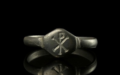 Late Roman/Early Byzantine Silver Ring with Pax Christi monogram