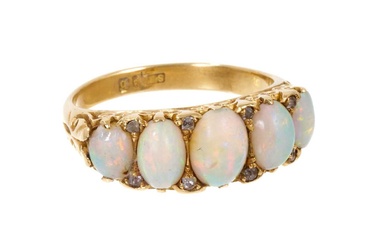Late Victorian opal five stone ring
