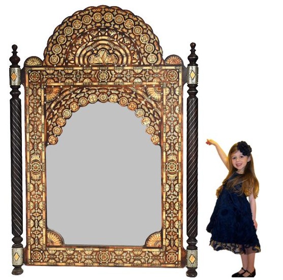 Lg. Egyptian Revival Bone and Jeweled wall mirror