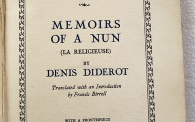 Littérature. DIDEROT, Denis. "Mémoires d'une religieuse". . Londres, George Routledge & Sons, 1928.