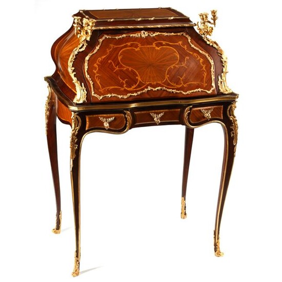 Louis XV Style Small Slant Front Desk with Dore Bronze