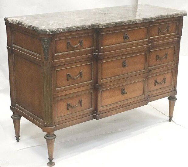 Louis XVI style chest of drawers in natural wood and...