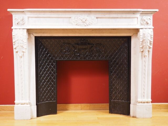 Louis XVI style white marble mantel from the...