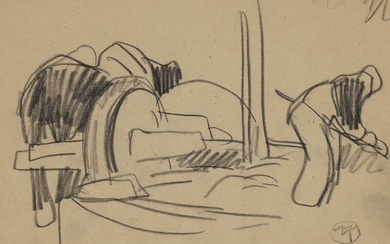 Mathurin MEHEUT (1882-1958) « Scène campagnarde » Crayon gras monogrammé bas droite CP08 17x23.5