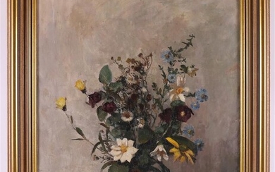 Mees, Herman Ellen (Veendam 1880-1964) "Nature morte aux fleurs", signé à gauche "HEY. Mees", peinture...