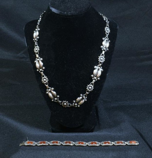 Mid-Century Modern Sterling Necklace & Bracelet