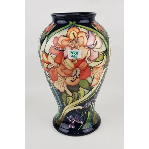 Moorcroft Prestige Large Floral Trial Vase: Dated 7-6-19.