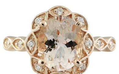Morganite Diamond Ring 14K Rose Gold