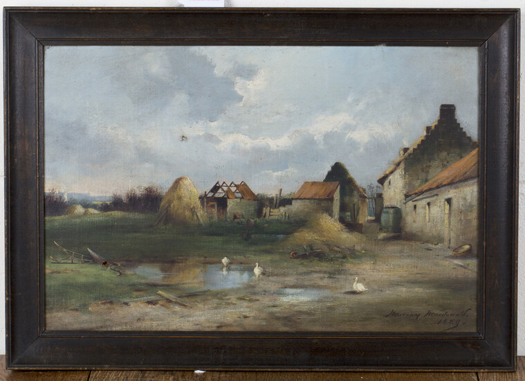 Murray Macdonald - View of a Farmstead, oil on canvas, signed and dated 1889 recto, inscribed verso
