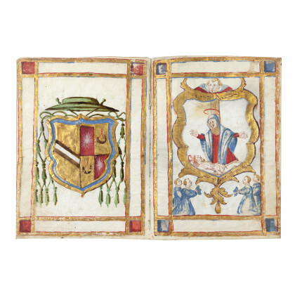 [NAPOLI] - Chiesa SS. Trinità Napoli. Manoscritto su pergamena dell'inizio del XVII secolo. A curious manuscript of the Statute of...
