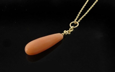 NECK ROUND in yellow gold decorated with a drop of coral. gross weight 3,6 g