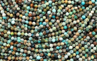 Natural African Turquoise Gemstone 3 mm Round Micro Faceted Beads...