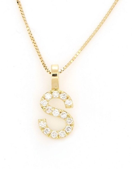 "Necklace S" - 18 kt. Yellow gold - Necklace with pendant - 0.10 ct Diamond