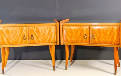 Nightstand (2) - Maple, Pair of Italian bedside tables from the 1940s/50s