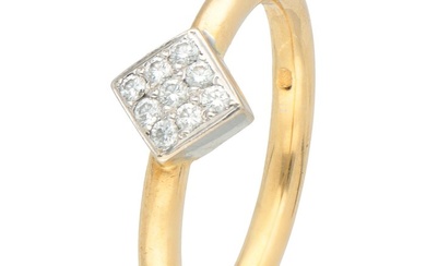 No Reserve - 18 kt. Bicolour, Gold - Ring - 0.09 ct Diamond