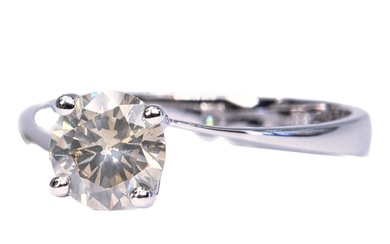 No Reserve Price - 0.91 ct Light Gray SI2 - 14 kt. White gold - Ring - 0.91 ct Diamond