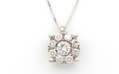 No Reserve Price - 18 kt. White gold - Necklace with pendant - 0.58 ct Diamond - Diamonds