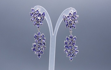 No Reserve Price - Earrings Gold-plated, Silver, 925 - (tested) - 8.00 tw. Tanzanite