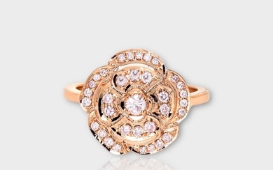 No Reserve Price - IGI 0.38 Ct - Ring - 14 kt. Rose gold Diamond (Natural)