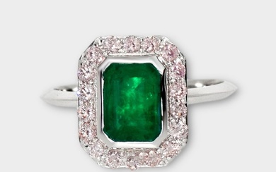 No Reserve Price - IGI 1.43 tw - Ring - 14 kt. White gold Emerald - Diamond