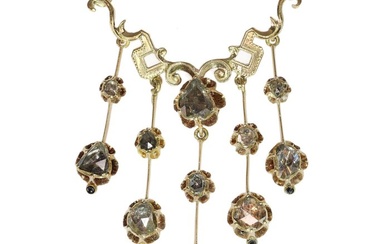 No Reserve Price - Vintage antique anno 1870 - Necklace - 18 kt. Rose gold, Yellow gold Diamond