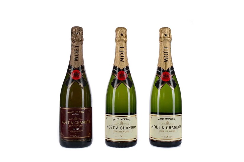 ONE MOET 1998 MILLESIME ROSE AND TWO BRUT IMPERIAL
