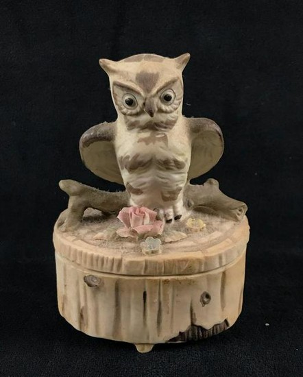 Owl Oval Shaped Trinket Box