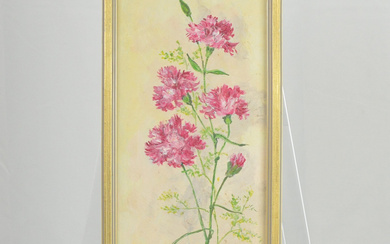 PINK CARNATIONS, UNKNOWN ARTIST, OIL ON PANEL, 20TH CENTURY, FRAMED.