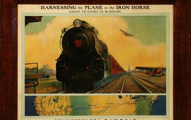 PRR AND A.T.&S.F. ADVERTISING POSTER AFTER GRIF TELLER