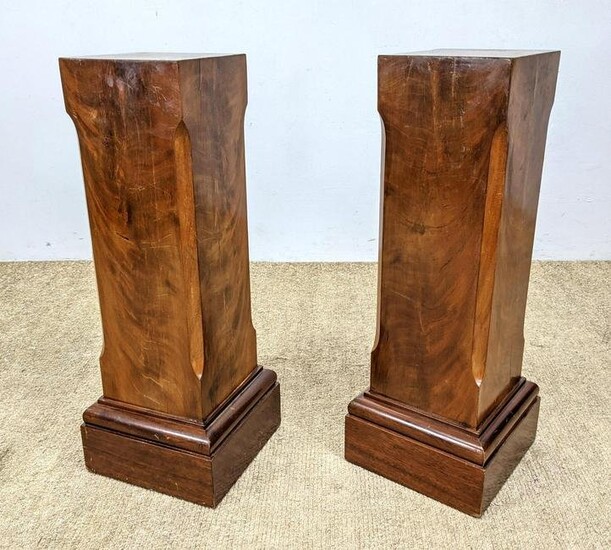 Pair French Deco Pedestal Stands. Nicely grained veneer