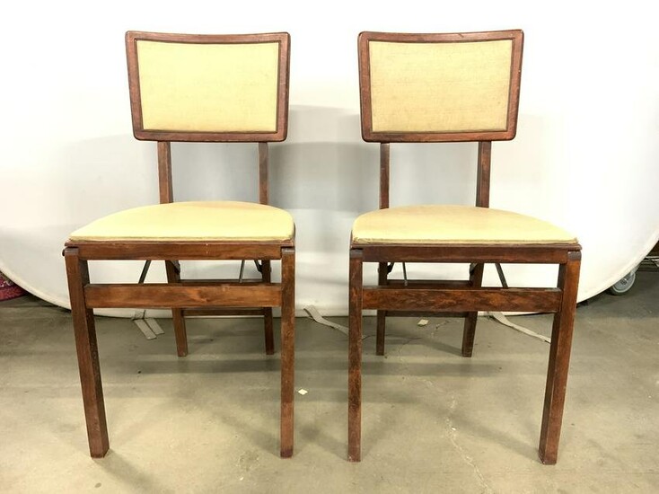 Pair Vintage STAKMORE Wooden Folding Chairs