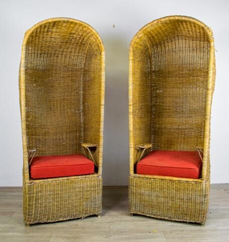 Pair Wicker Porter's Chairs